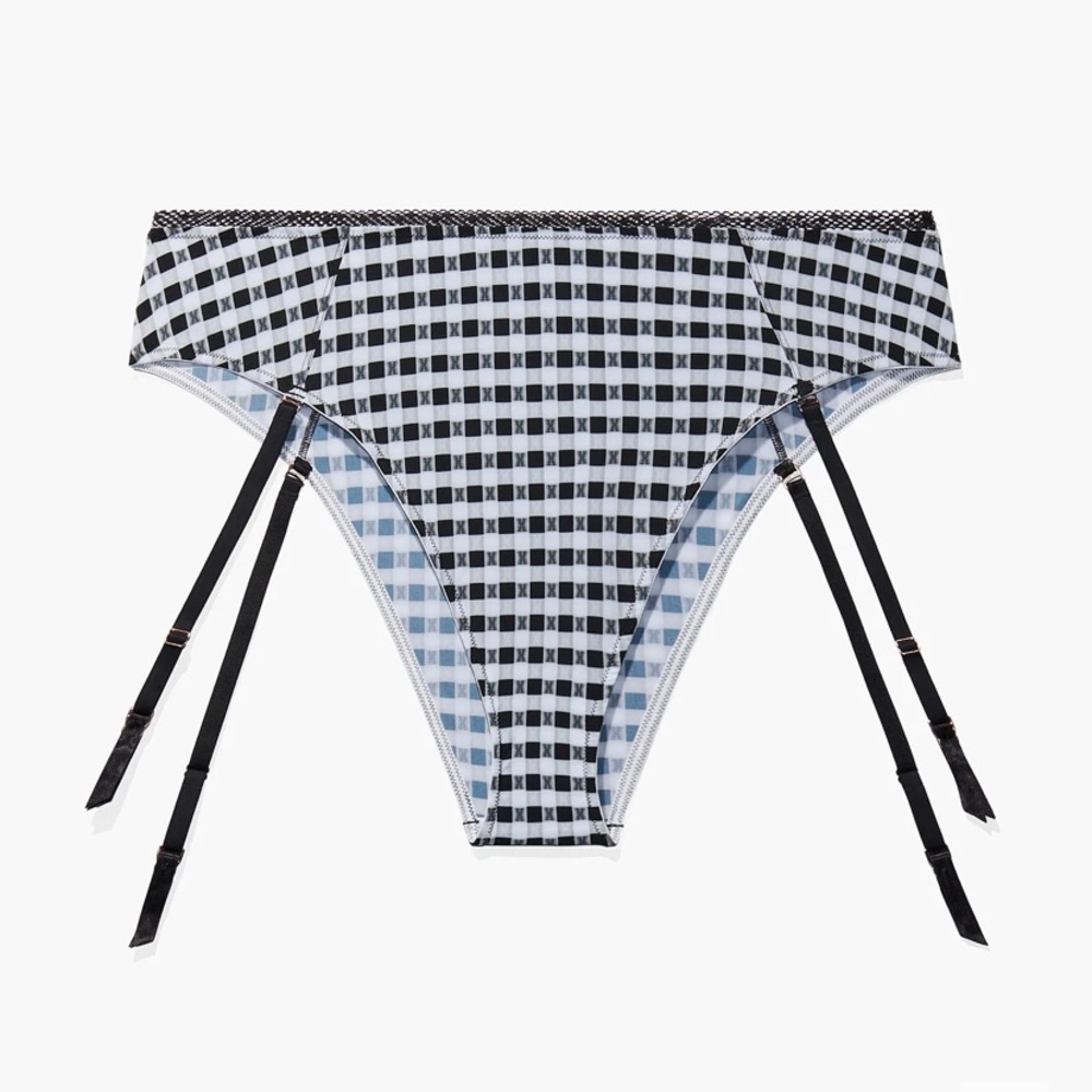Savage X Fenty Gingham Cheeky High Waist Panty W/Garter